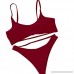 AliveGOT Women's Sexy Braid Cutout High Waist Cheeky Bottoms Wrap Brazilian Bikini Bathing Suits Wine B07BS4Q6VH
